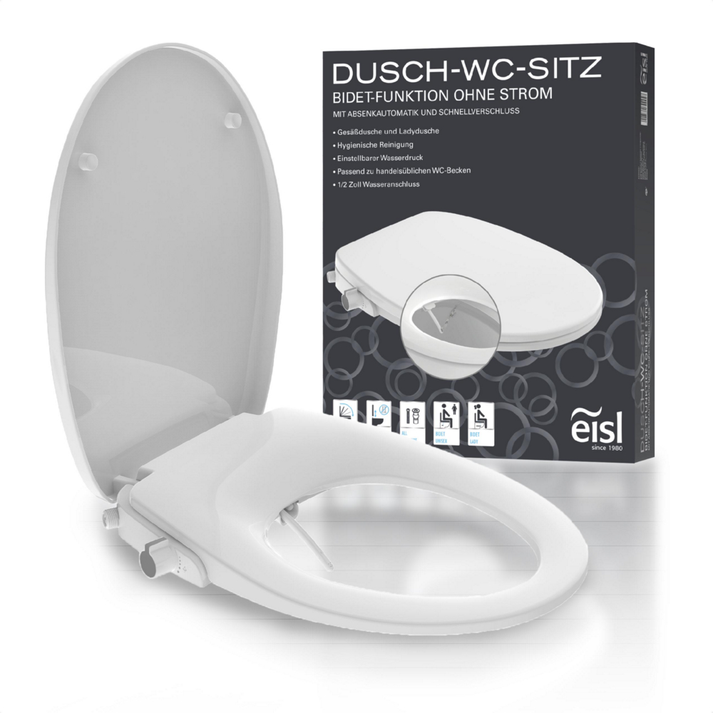 Eisl Dusch WC Sitz Aufsatz, Bidet Einsatz für Toilette, WC Dusche Weiß