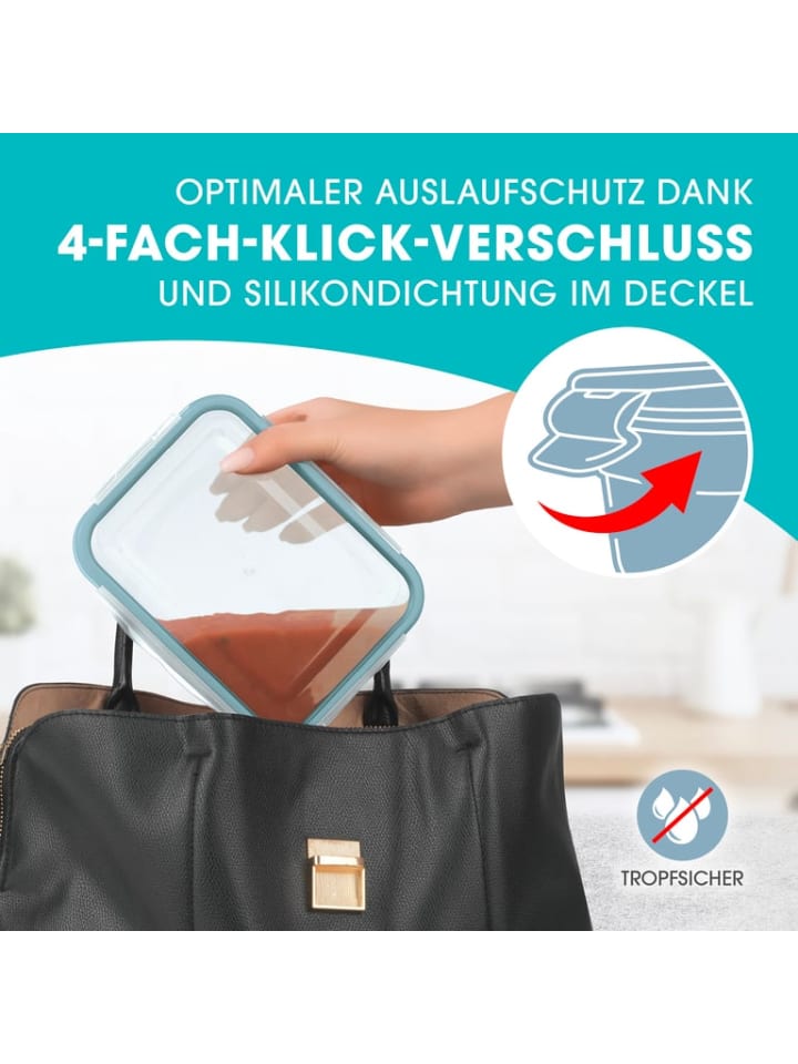 Gourmetmaxx GOURMETmaxx Glas-Frischhaltedosen Klick-it - 16-tlg. - transparent/smaragd günstig kaufen onesize