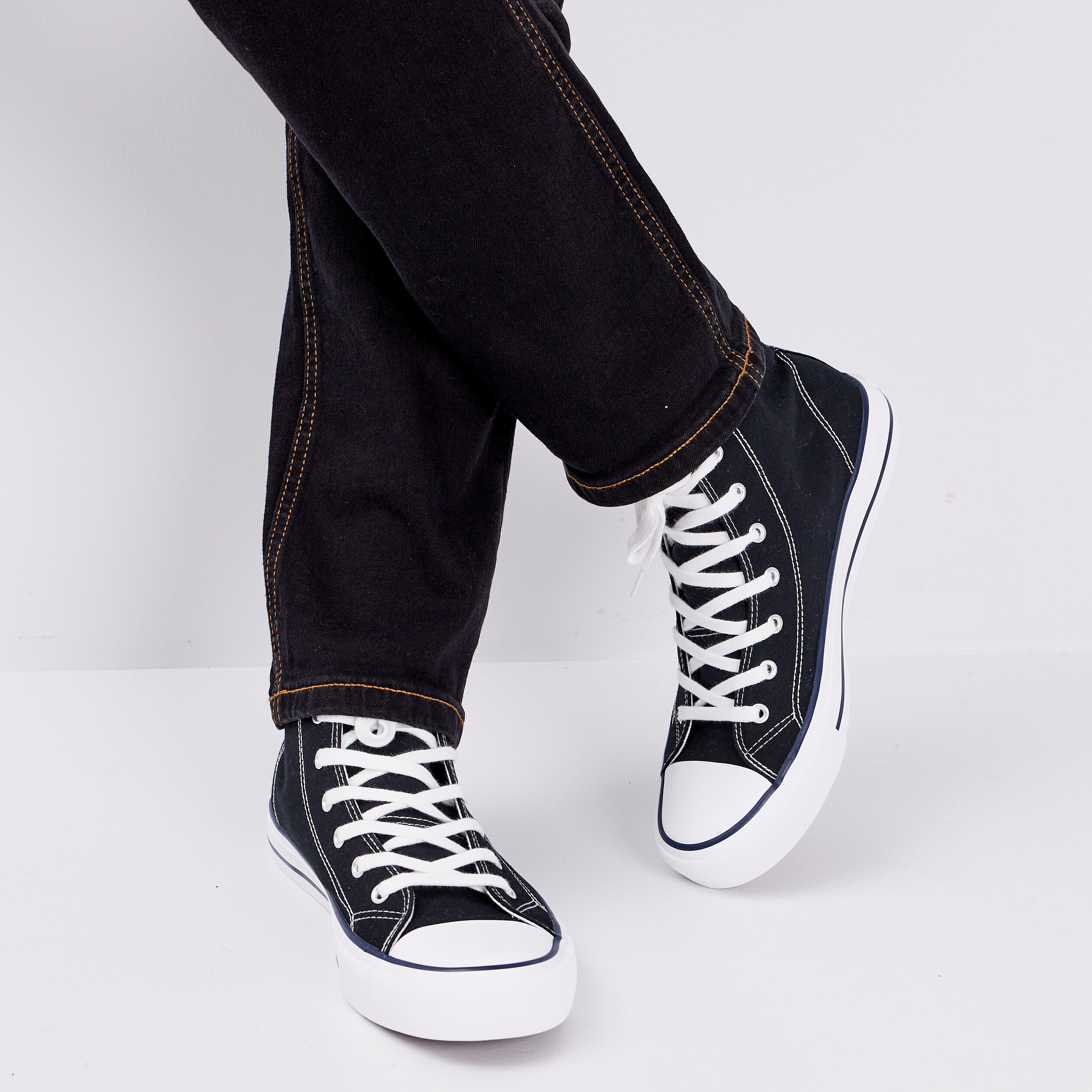 Baskets montantes en toile Creeks noir homme | La Halle