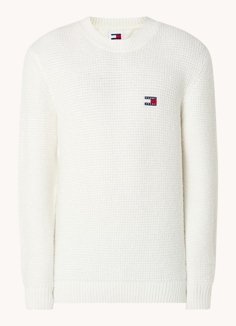 Pulover din amestec de lână tricotat gros cu logo Tommy Hilfiger