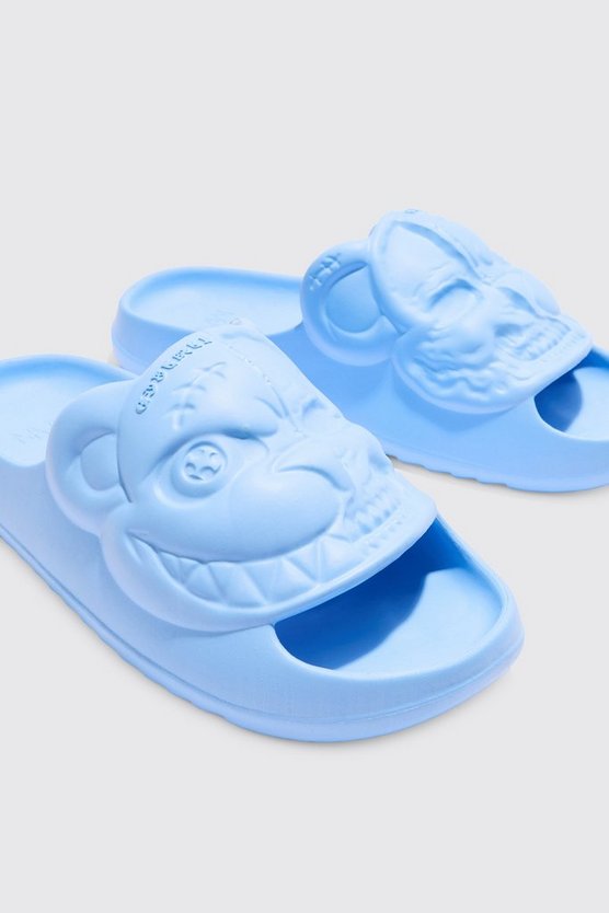 Perforierte Slides mit Evil Teddy Print