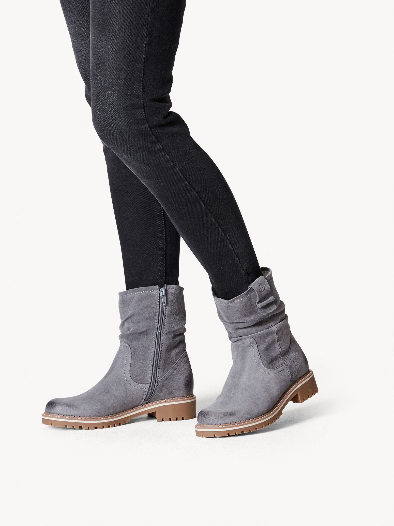 Bottine en cuir - gris doublure chaude