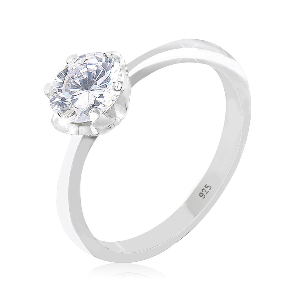 Elli Elli Bague Femme Classique des Fiançailles avec Cristal de Zircone en Argent Ster Bague