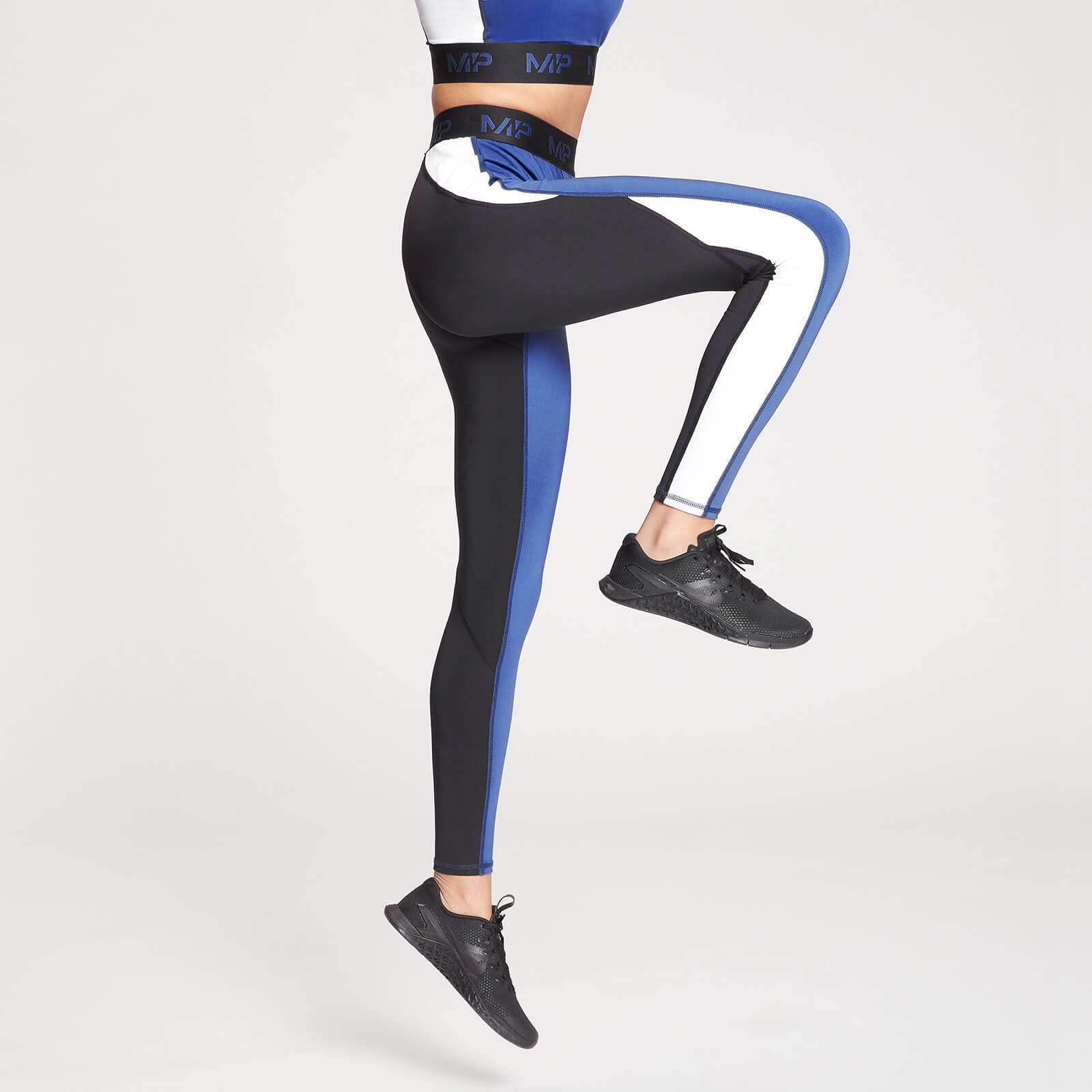 MP Women's Engage Colour Block Leggings - Black / White / Cobalt