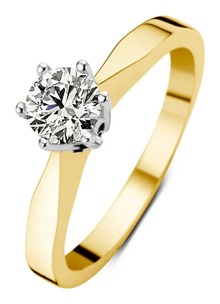 Diamond Point Yellow gold solitaire lab-grown diamond ring, 0.40 ct. 0.40 ct diamond Lab-grown diamond