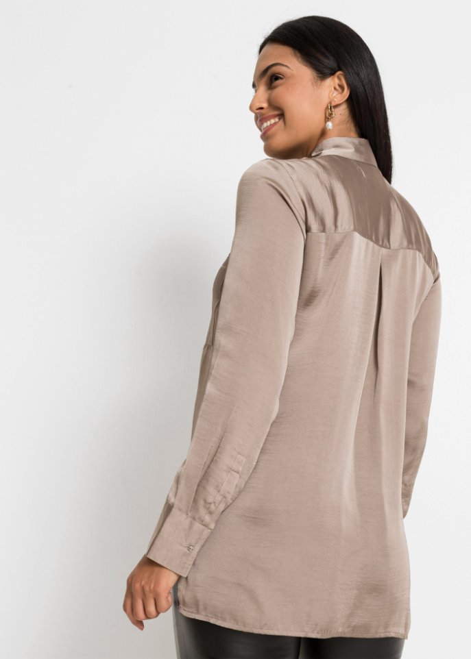 Satin-Longbluse mit recyceltem Polyester