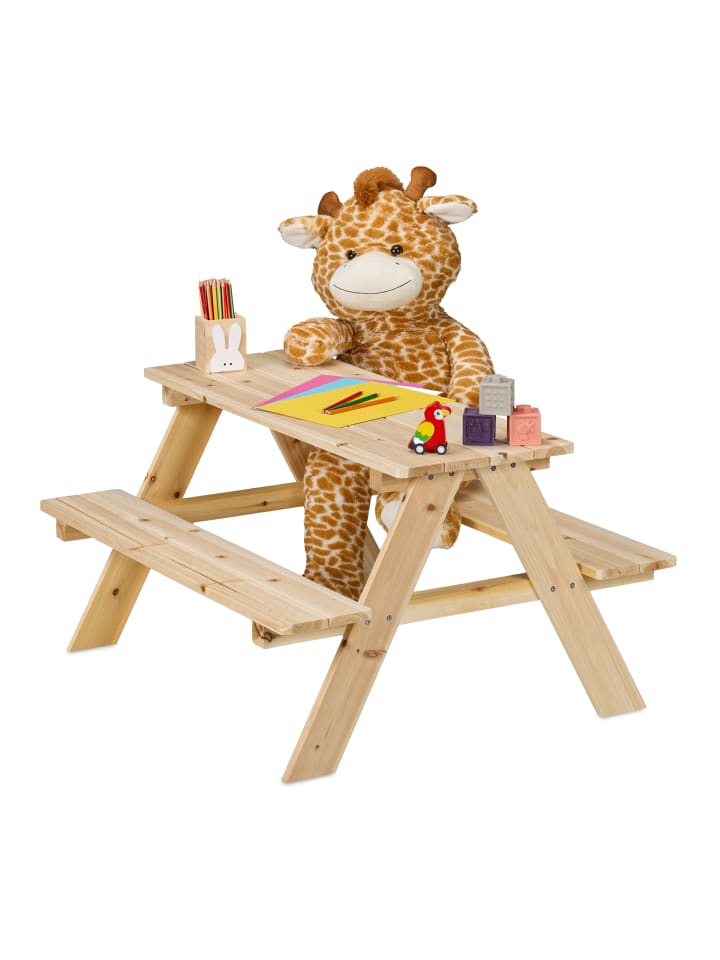 relaxdays Kindersitzgruppe In Natur - (B)90 x (H)51 x (T)78 cm günstig kaufen onesize