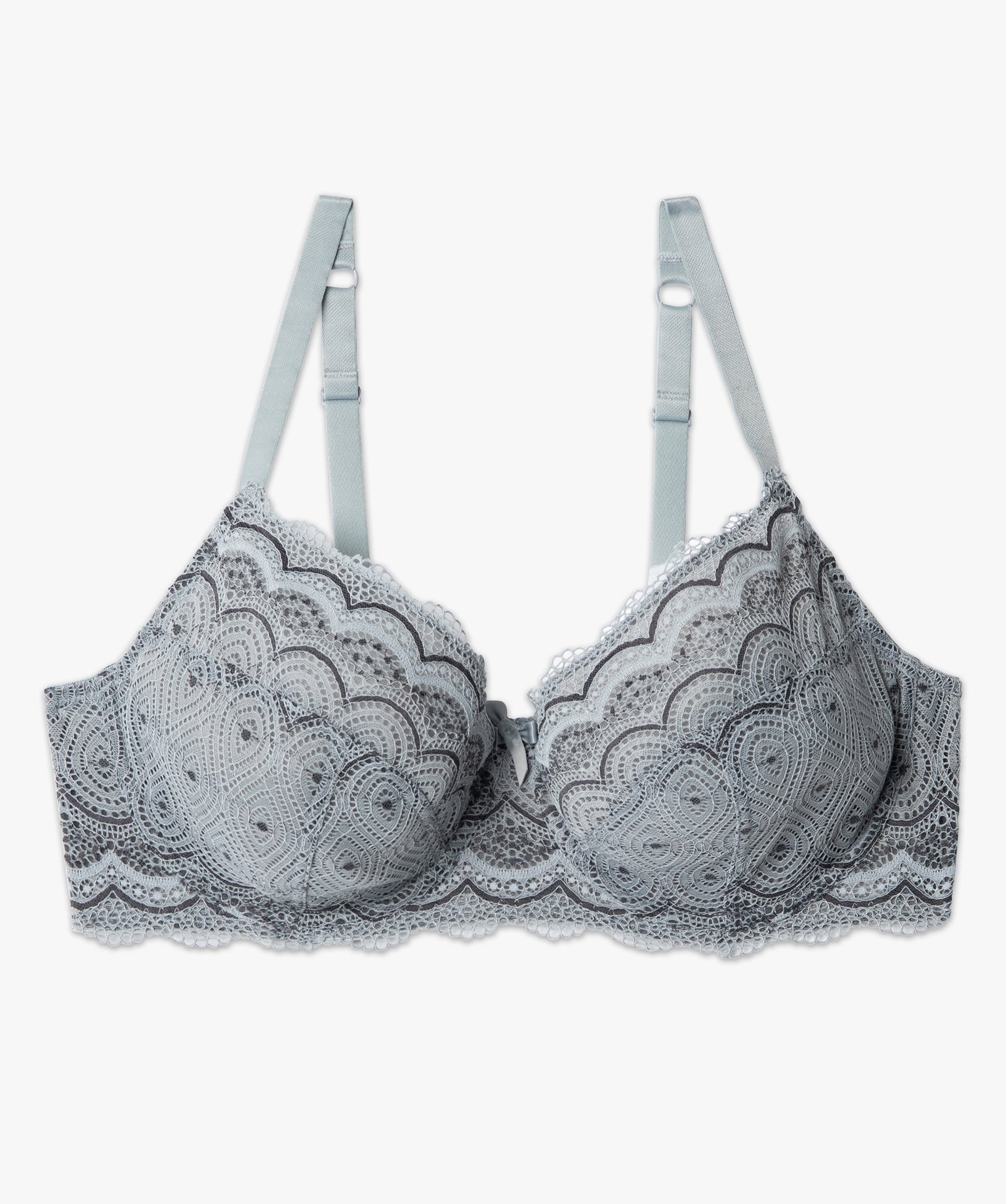 Soutien-gorge emboitant grande taille à armatures en dentelle gris | GEMO
