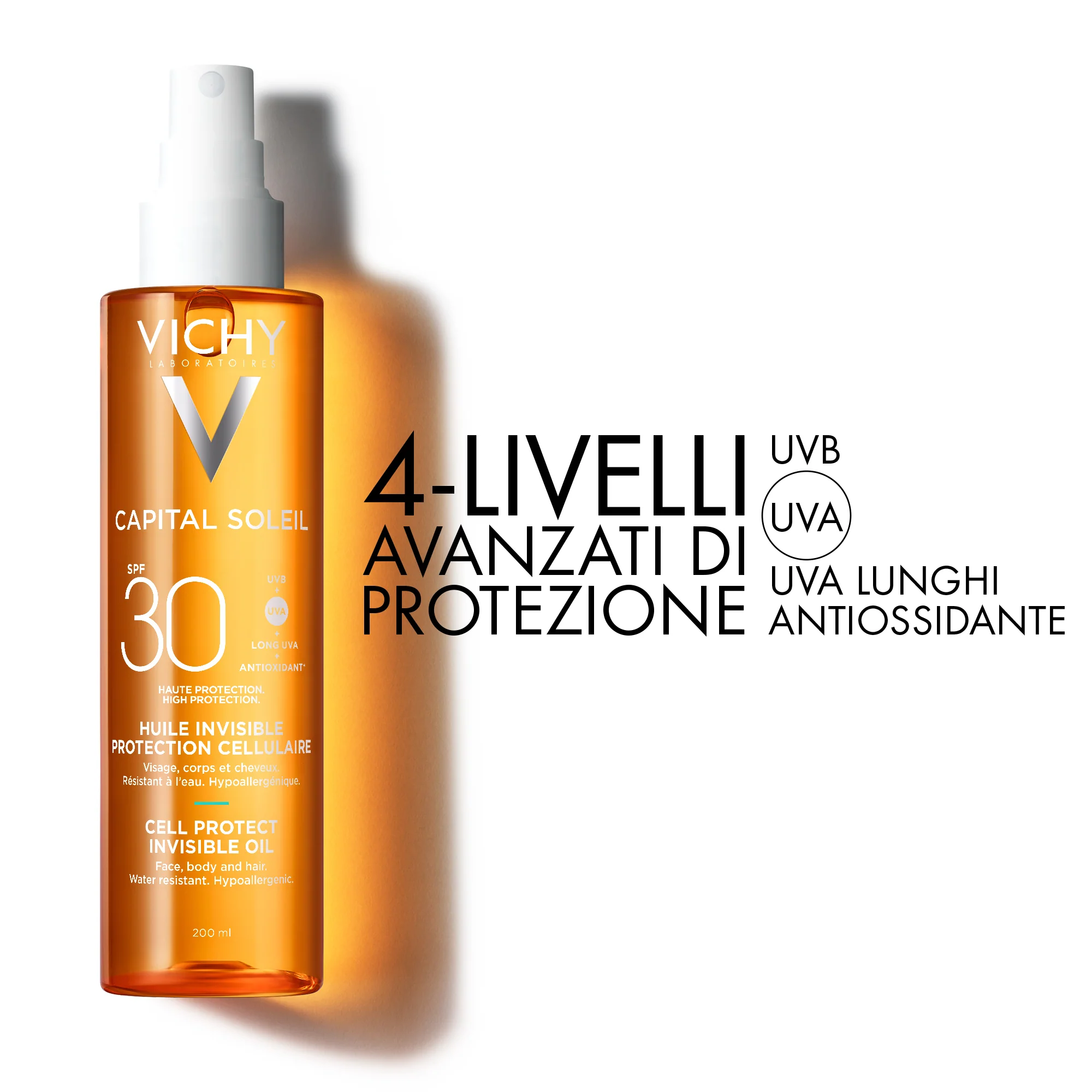 Capital Soleil Cell Protect Invisible Oil SPF30 - Magas védelemű napozóolaj testre, Magas védelemű napozóolaj arcra.