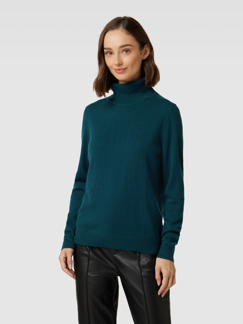 Kaschmirpullover in melierter Optik in petrol