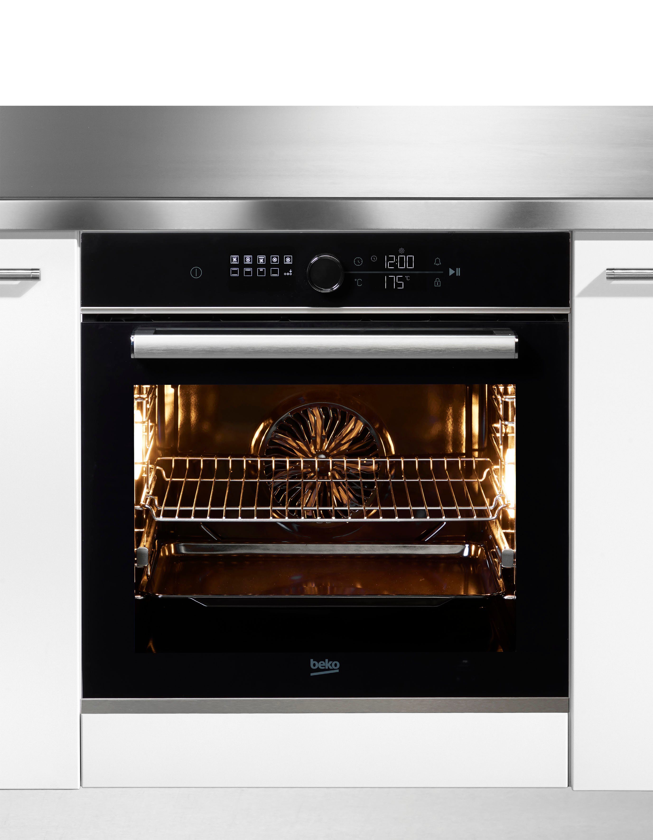 BEKO Einbaubackofen BBIM13400XS, BBIM17400BS, mit 1-fach-Teleskopauszug, SteamShine