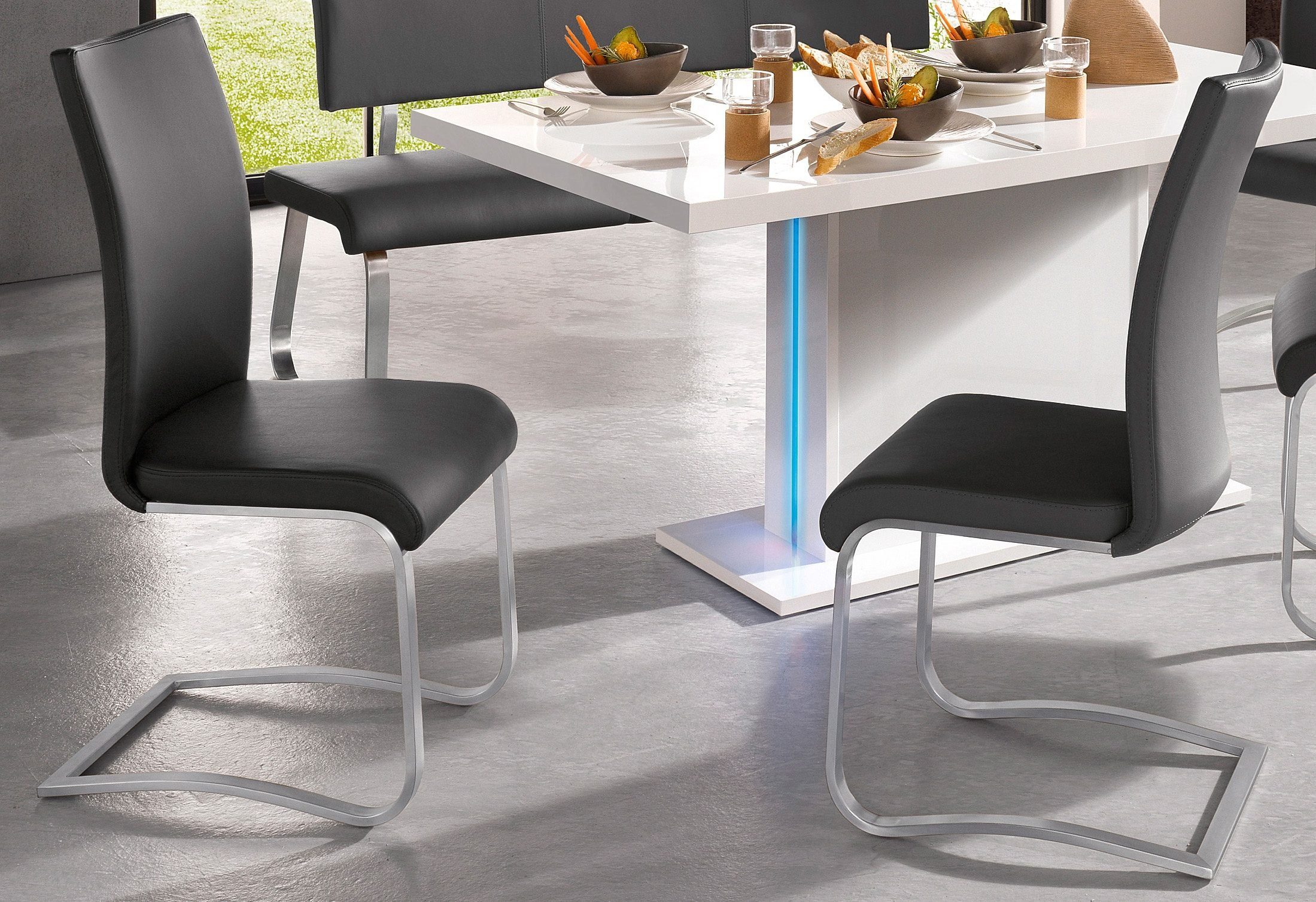 MCA furniture Freischwinger Arco (Set, 2 St), Stuhl mit Echtlederbezug, belastbar bis 130 Kg