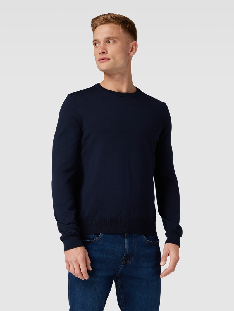 Strickpullover mit Label-Stitching Modell 'Botto' in marineblau