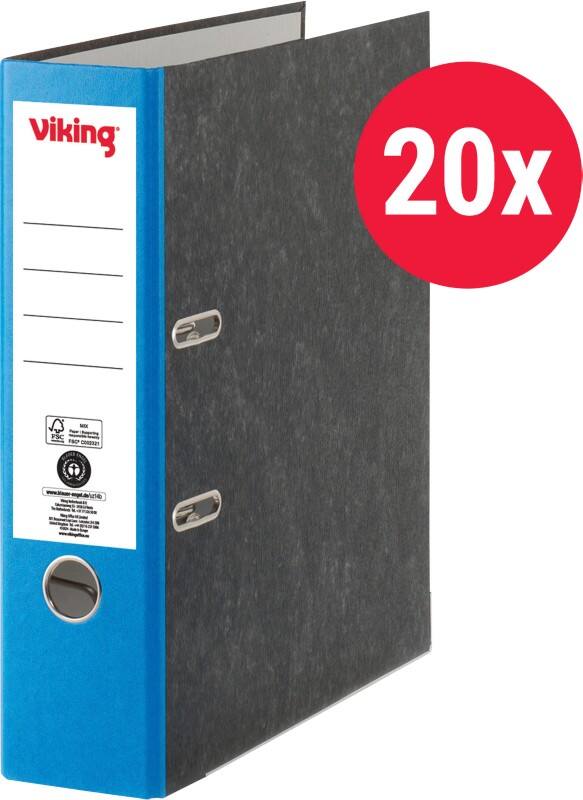 Viking Ordner DIN A4 80 mm Dunkelblau, Schwarz 2 Ringe Pappkarton Wolkenmarmor Hochformat 20 Stück