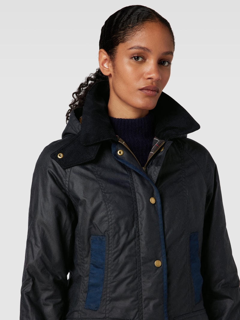 Jacke mit geripptem Umlegekragen Modell 'BOWER' in marineblau