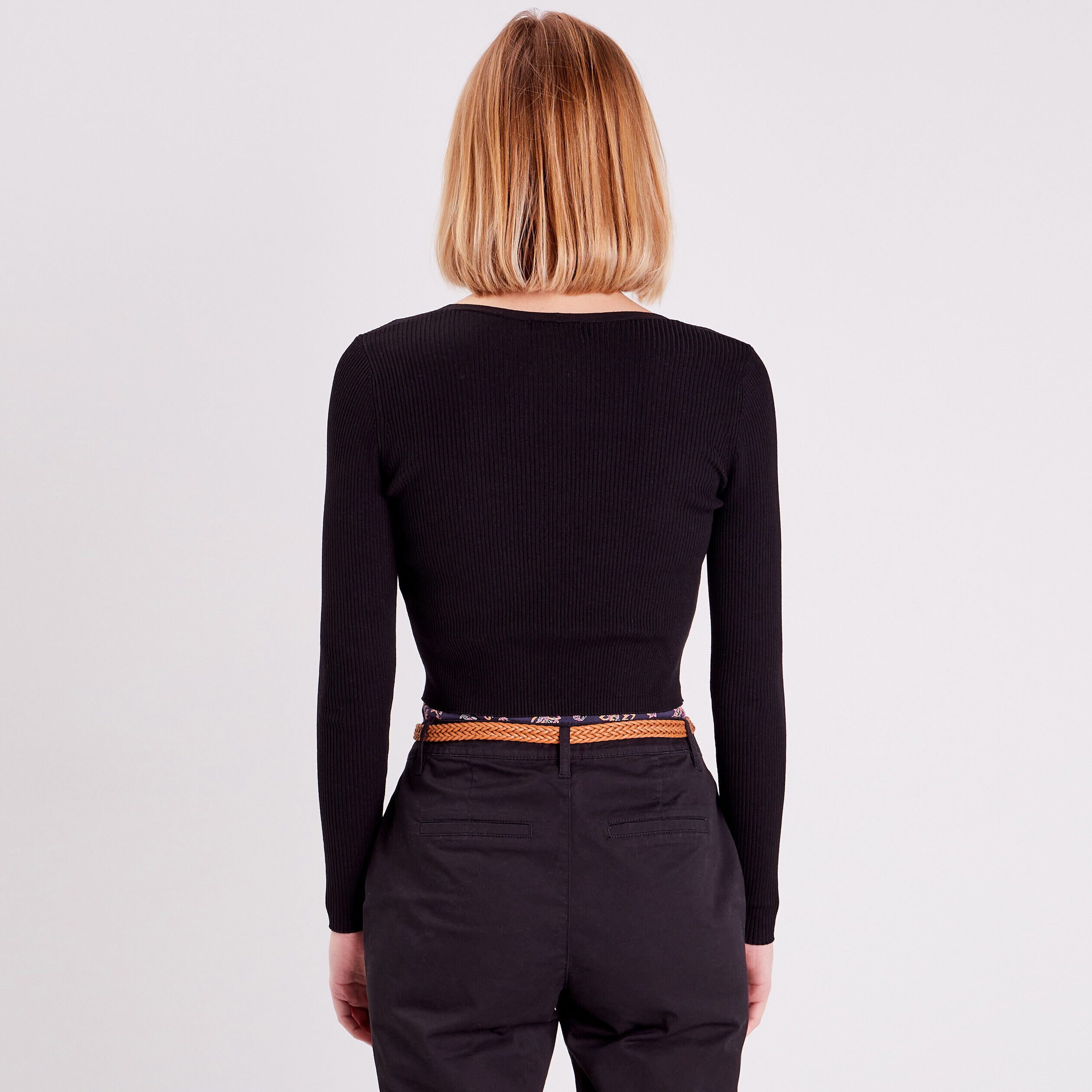 Gilet fermeture à lien noir femme | Cache Cache