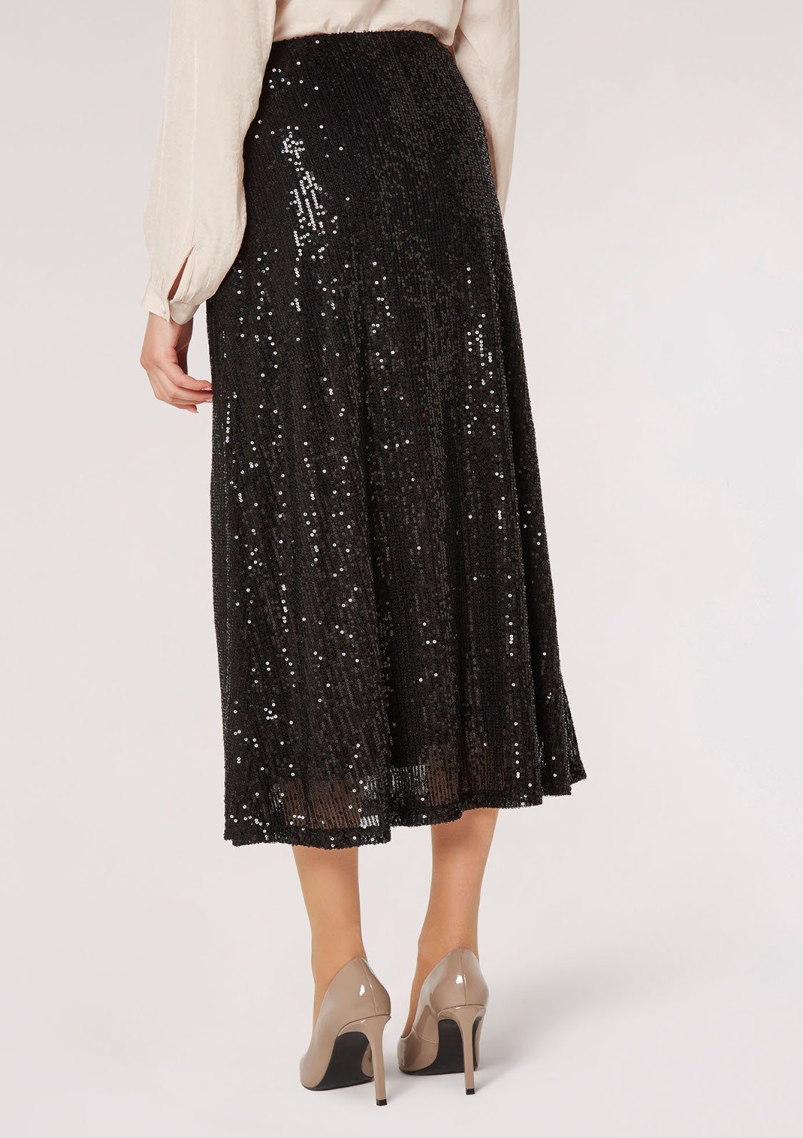 Apricot Midirock Sequin Sparkle Midi Skirt (1-tlg) mit Pailletten