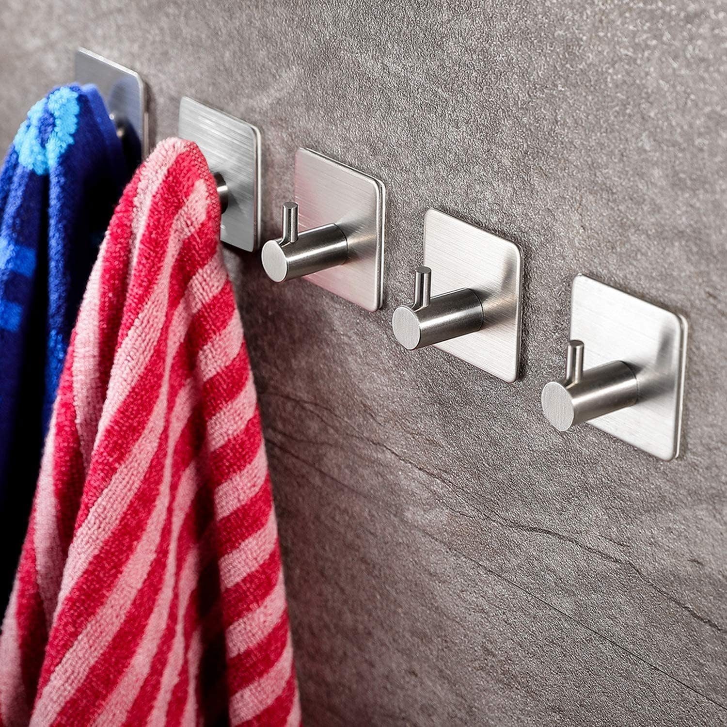Directin Handtuchhaken ohne Bohren, 5er/10er Set Haken, Selbstklebend Klebehaken, Bad, Küche, (5-St., Hochwertige Klebehaken extra-stark für Bad und Küche), mit Klebe-Pads, Haken selbstklebend