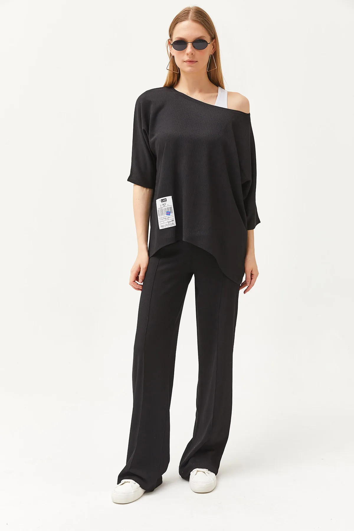 Olalook  Schwarzes Athlete-Bluse-Hosen-3-teiliges Set für Damen TKM-19000272