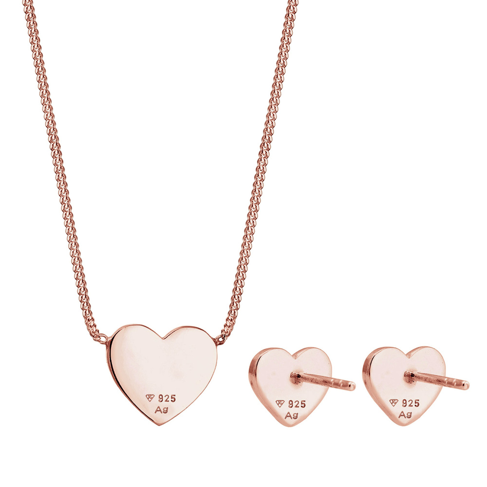 Elli Elli Ensemble de Bijoux Femmes Set cœur avec cristaux en argent sterling 925 Bijoux