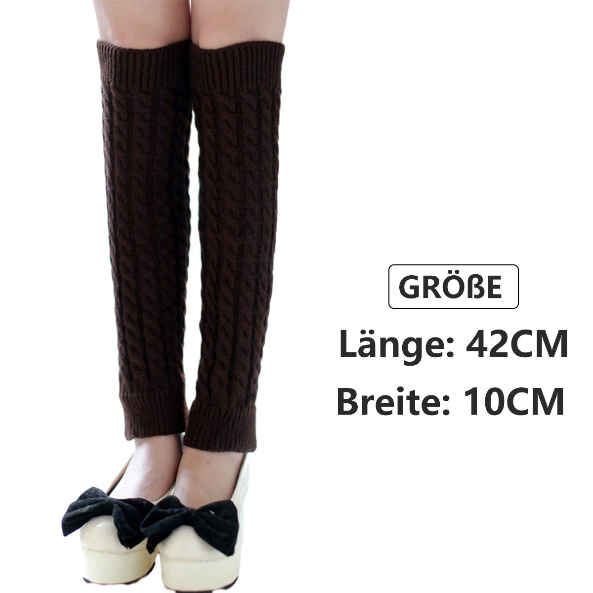 ZmdecQna Beinstulpen Langer Stulpen aus strick für Damen und Mädchen,Knöchelwärmer