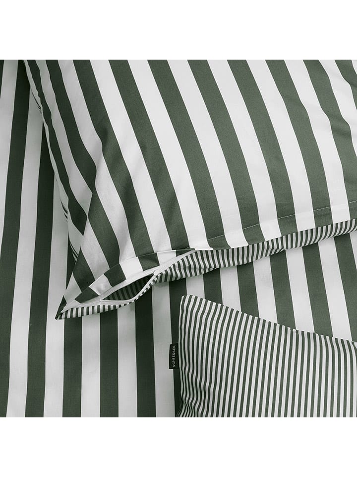 Schiesser Renforcé-Bettwäsche-Set in Grün/ Weiß günstig kaufen 135x200 cm