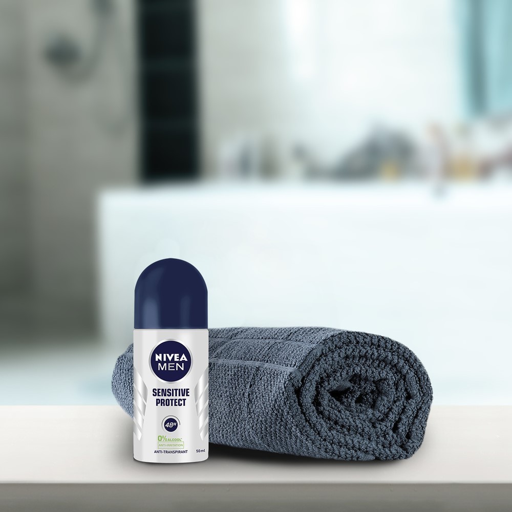 NIVEA Pánsky roll-on dezodorant, 48h antiperspirant, 0 % alkoholu, pre citlivú pleť