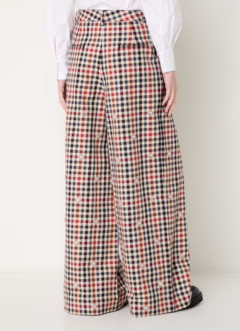 Pantaloni cu talie înaltă și croială largă de la Essential Antwerp Harmony, cu model în carouri și cristale.
