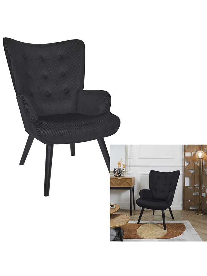 Rétro Chic Sessel ''Giulia''  in Schwarz - (B)68 x (H)96 x (T)75 cm günstig kaufen onesize