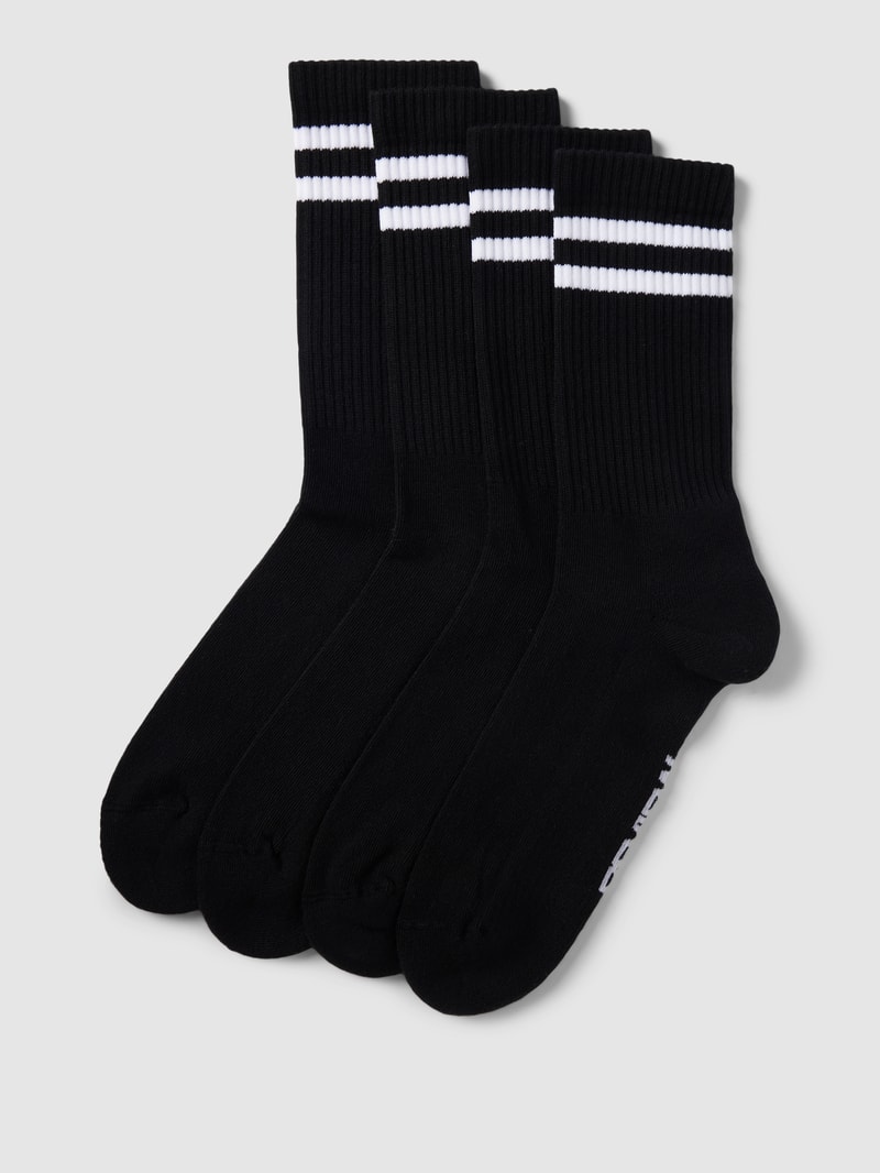 Socken mit Kontraststreifen im 4er-Pack in schwarz