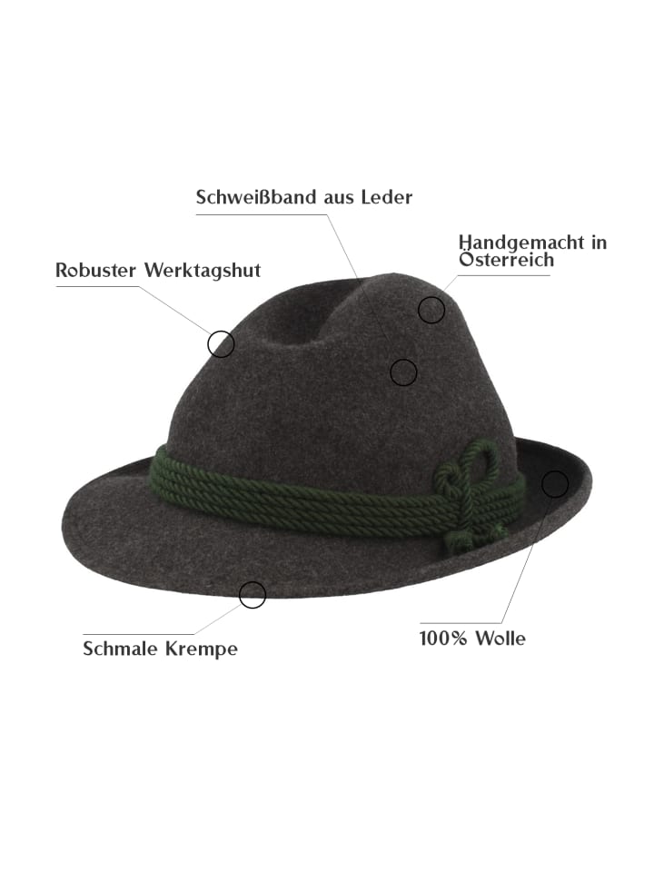 Hutmacher Zapf Trachtenhut in grau günstig kaufen 60
