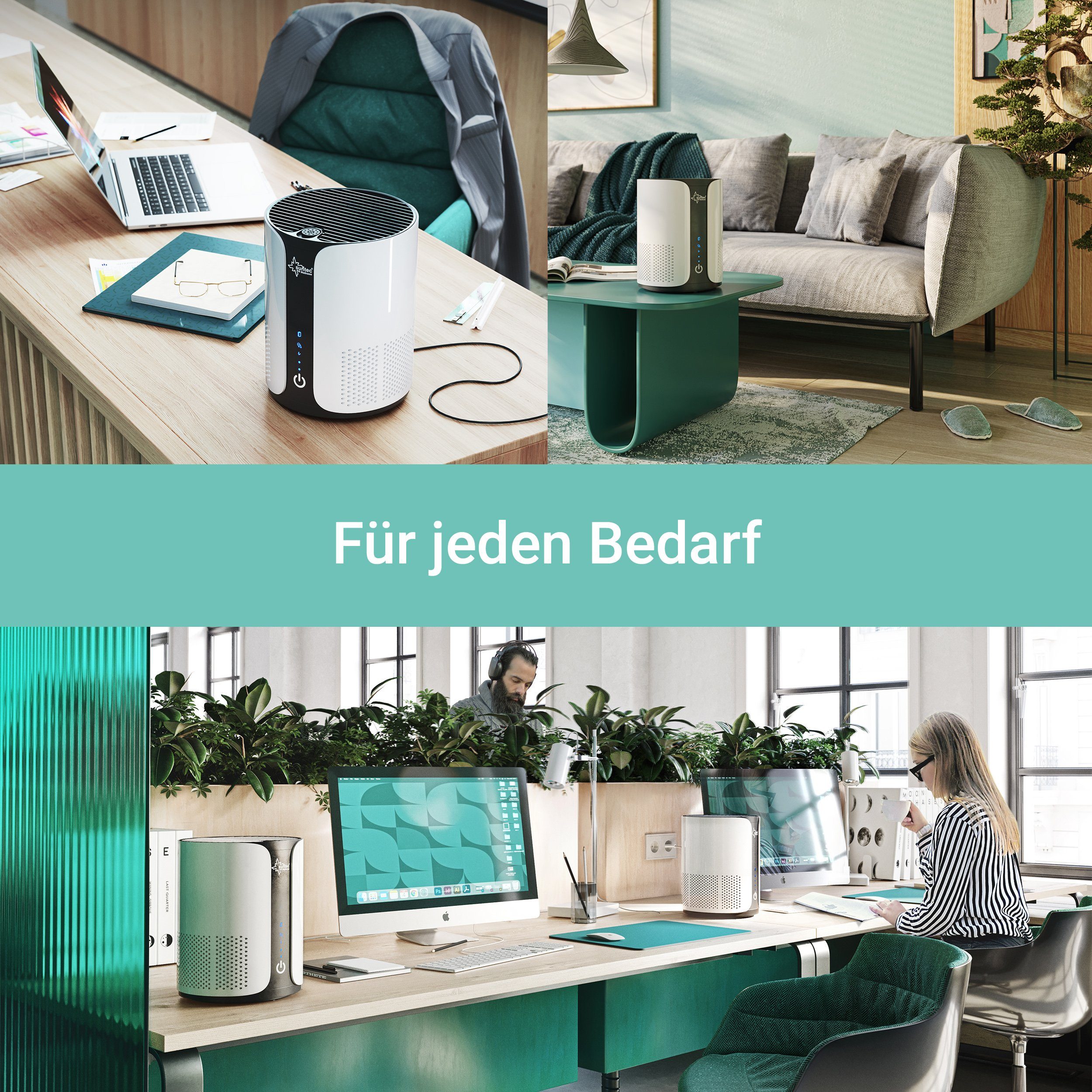 Suntec Wellness Luftreiniger AirCare 1000 VirusEx H14 Ion, für 13 m² Räume, 4 in 1 Luftreinigung, Luftwäscher mit H14 HEPA-Filter, Aromabox, 25 W