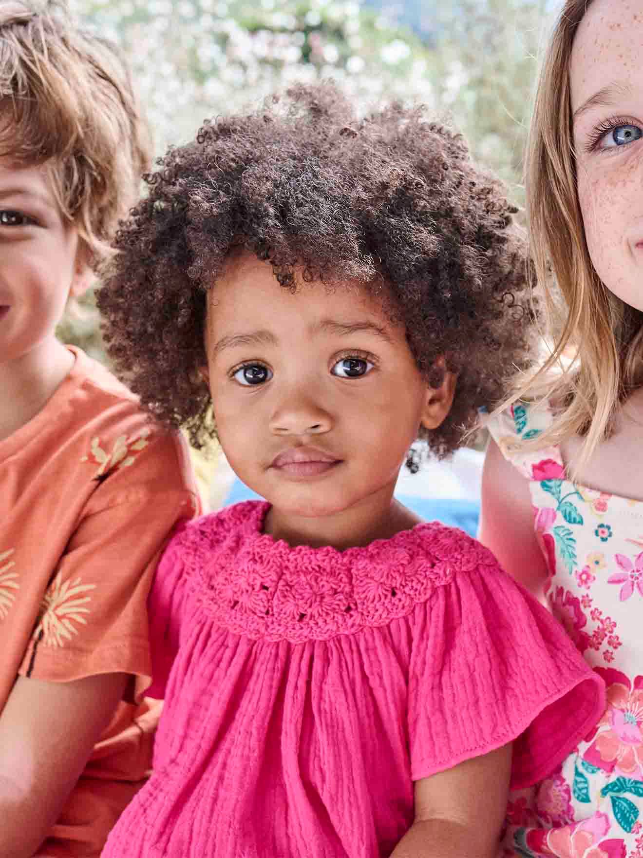 Vertbaudet Mädchen Baby Bluse mit Häkelspitze - fuchsia
