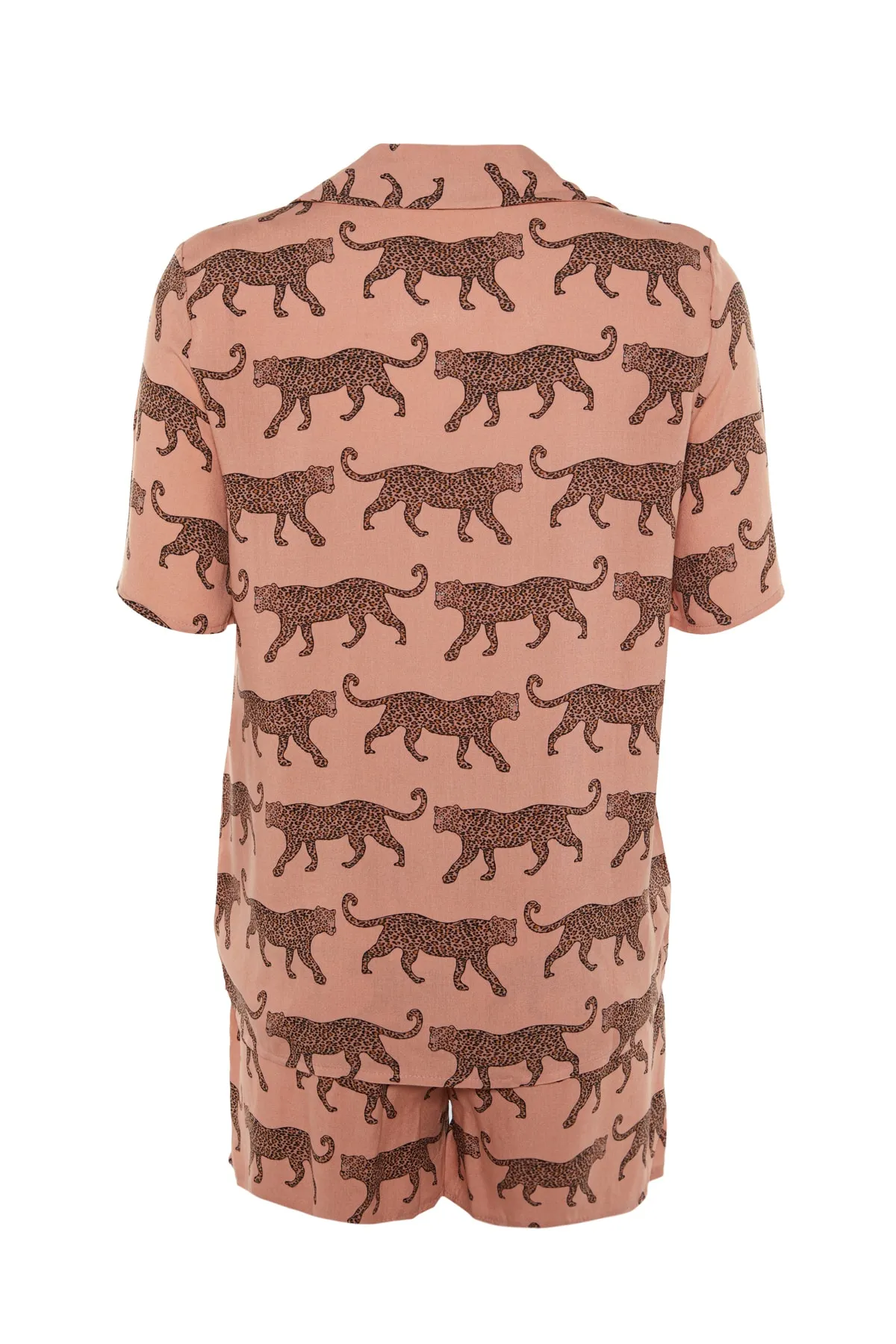 Trendyol Collection  Pyjama-Set aus Viskose mit Hemd und Shorts mit getrocknetem Rosenmuster THMSS21PT0473