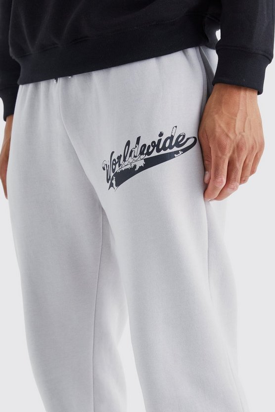 Tall Jogginghose mit Vintage Worldwide-Print und geteiltem Saum