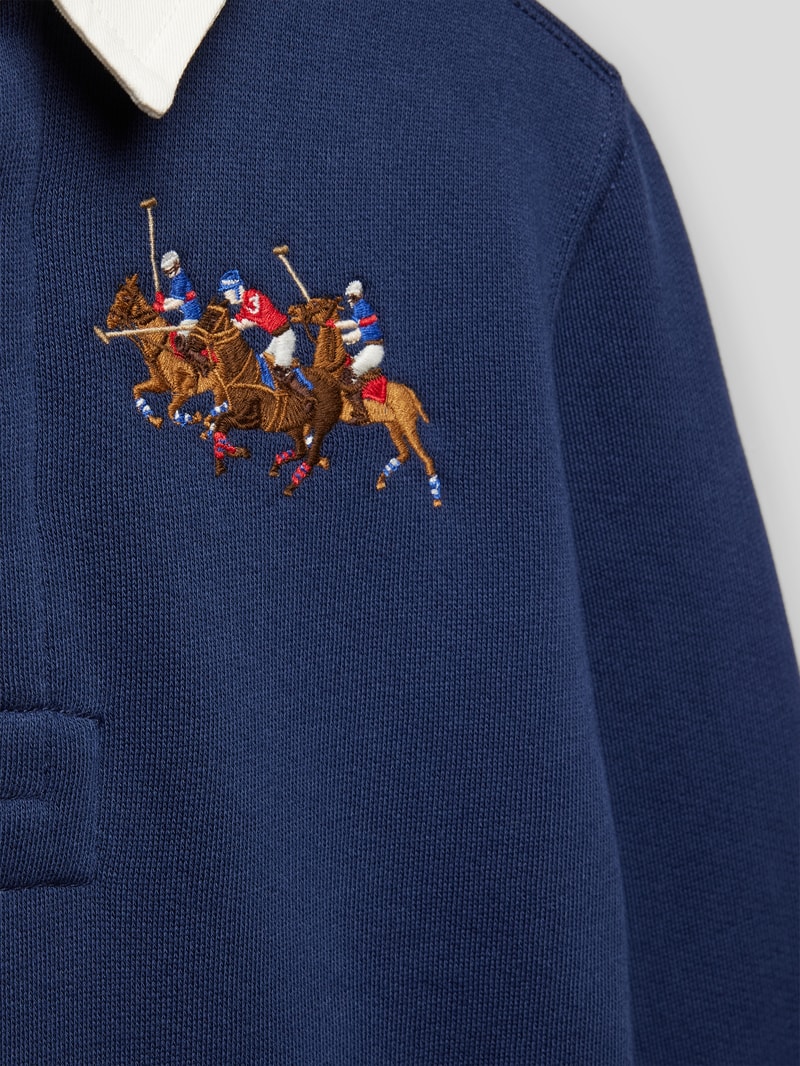 Sweatshirt mit Label-Stitching Modell 'RUGBY' in marineblau