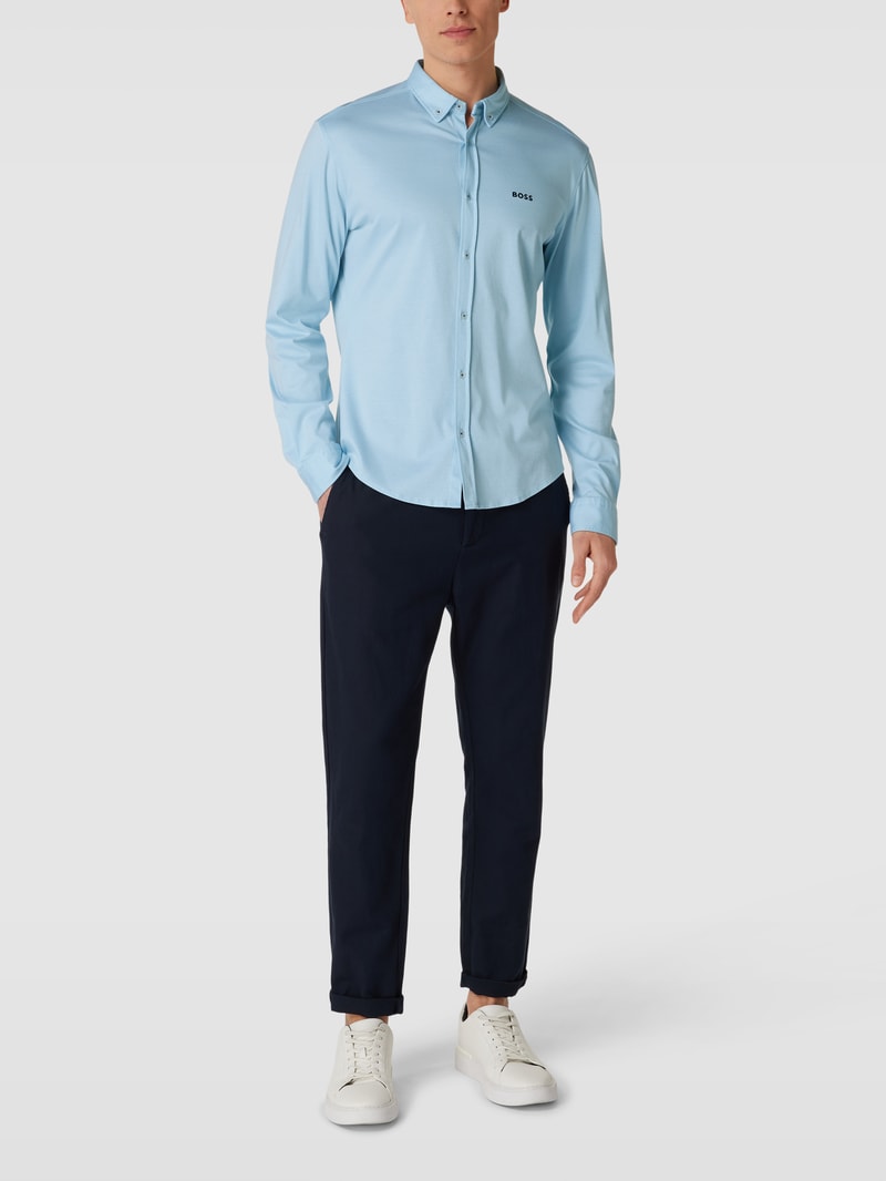 Freizeithemd mit Label-Stitching Modell 'BIADO' in hellblau