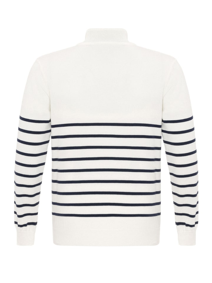 Felix Hardy Halber Reißverschluss Gestreifter Pullover in Ecru günstig kaufen