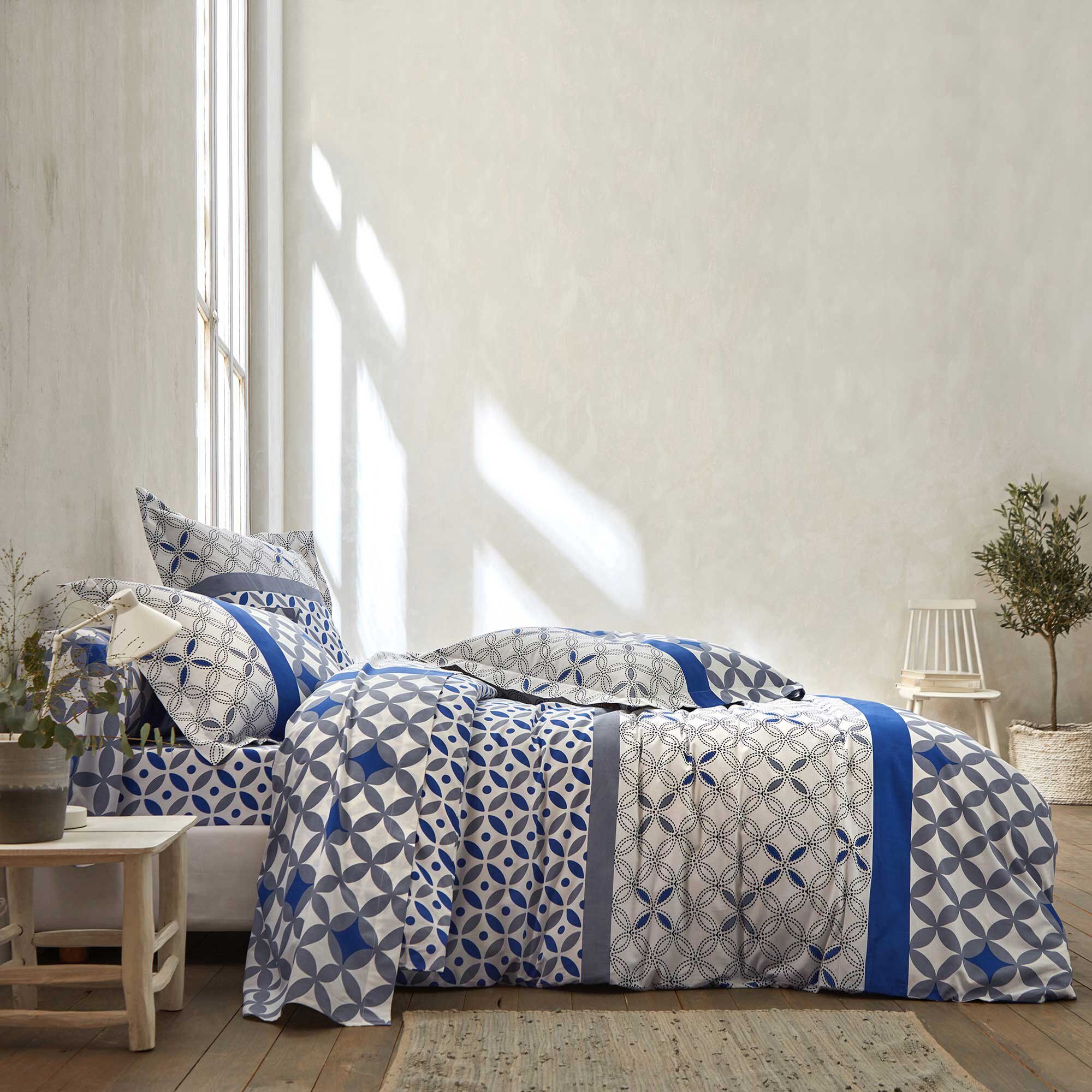 Linge de lit Marlow en coton à motifs géométriques