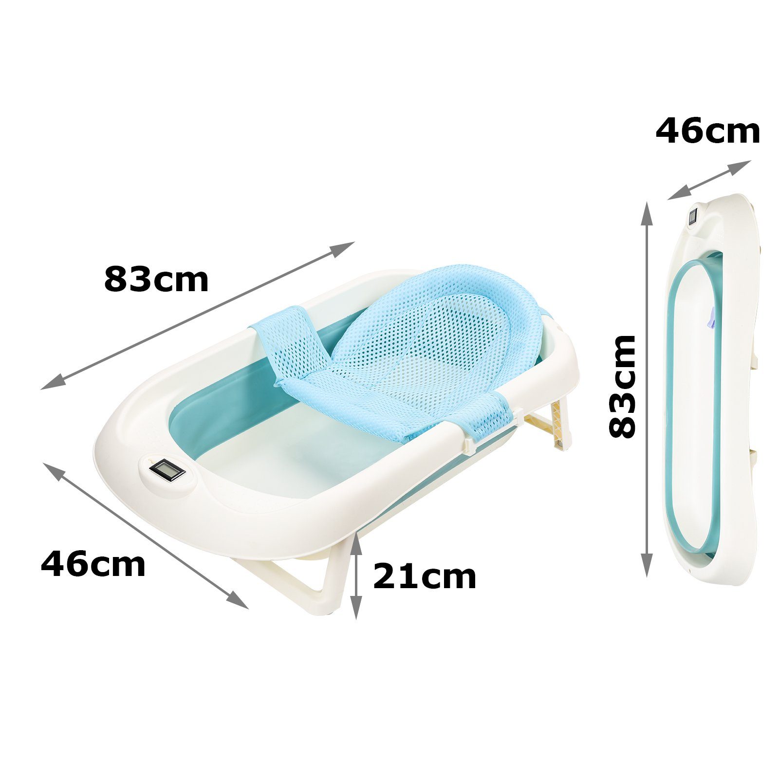 Lospitch Babybadewanne Baby Badewanne Faltbare Babywanne mit kissen Ergonomische Kunststoff