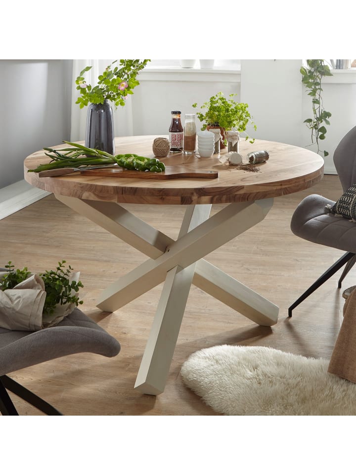 KADIMA DESIGN Design Esszimmertisch BOHA rund Ø 120 cm x 75 cm Massiv-Holz in Akazie günstig kaufen onesize