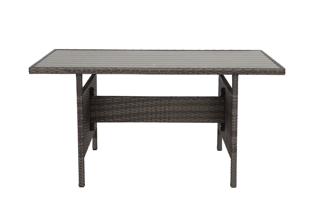 MeXo Lounge Set Polyrattan Gartenmöbel 7-teile für 6-9 Personen Garten & Balkon (grau & hellgrau)