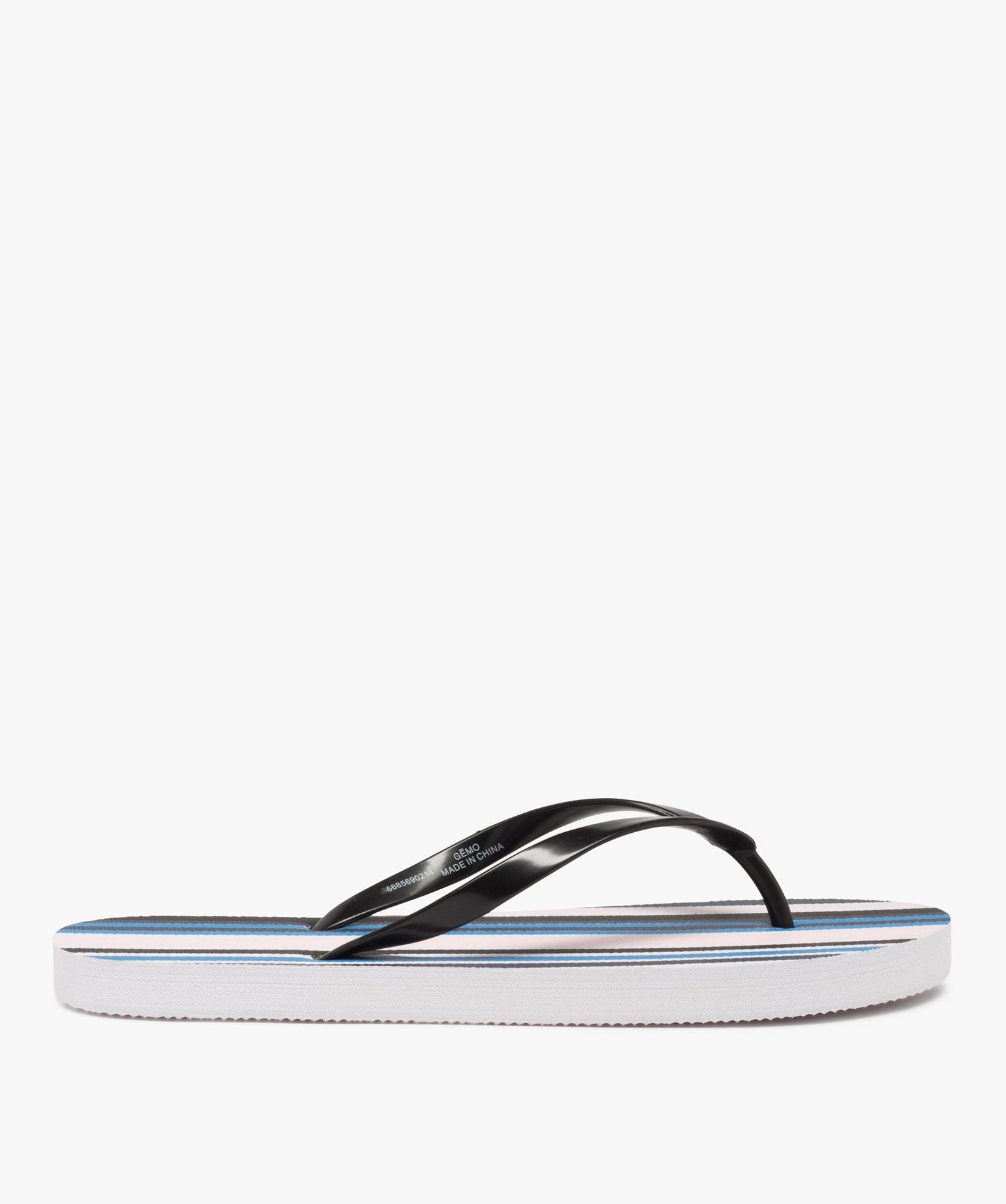Tongs femme à semelle imprimée et fines brides rose | GEMO