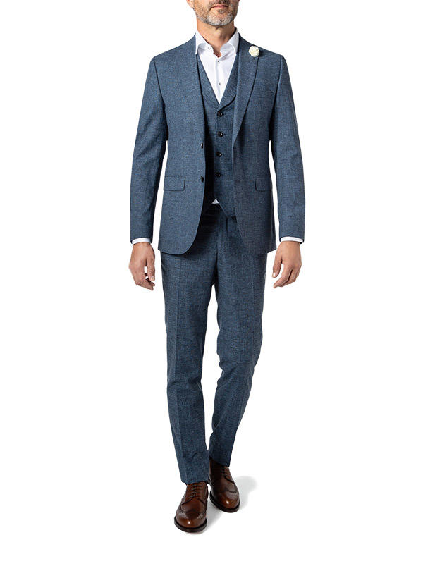 CG, Anzug mit Weste, Slim Fit, Baumwolle-Schurwolle, dunkelblau meliert