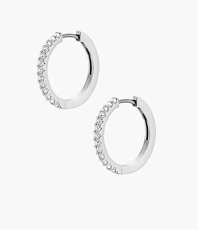 Fossil Creolen-Ohrringe Ellis Pavé Glitz Metall silberfarben