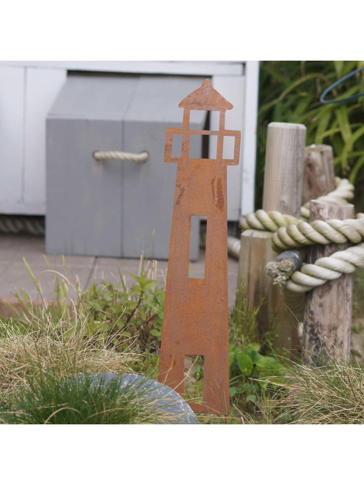 UNUS Gartenstecker Rost Leuchtturm in Braun günstig kaufen