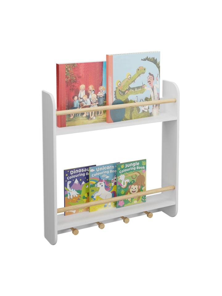 relaxdays Kinderregal in Weiß/ Natur - (B)60 x (H)62,5 x (T)12 cm günstig kaufen onesize