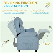 HOMCOM Kindersofa Kindercouch Kindersessel Stuhl Liegesofa verstellbar mit Fußstütze für 3-8 Jahre Jungen und Mädchen Blau 58x53x70cm