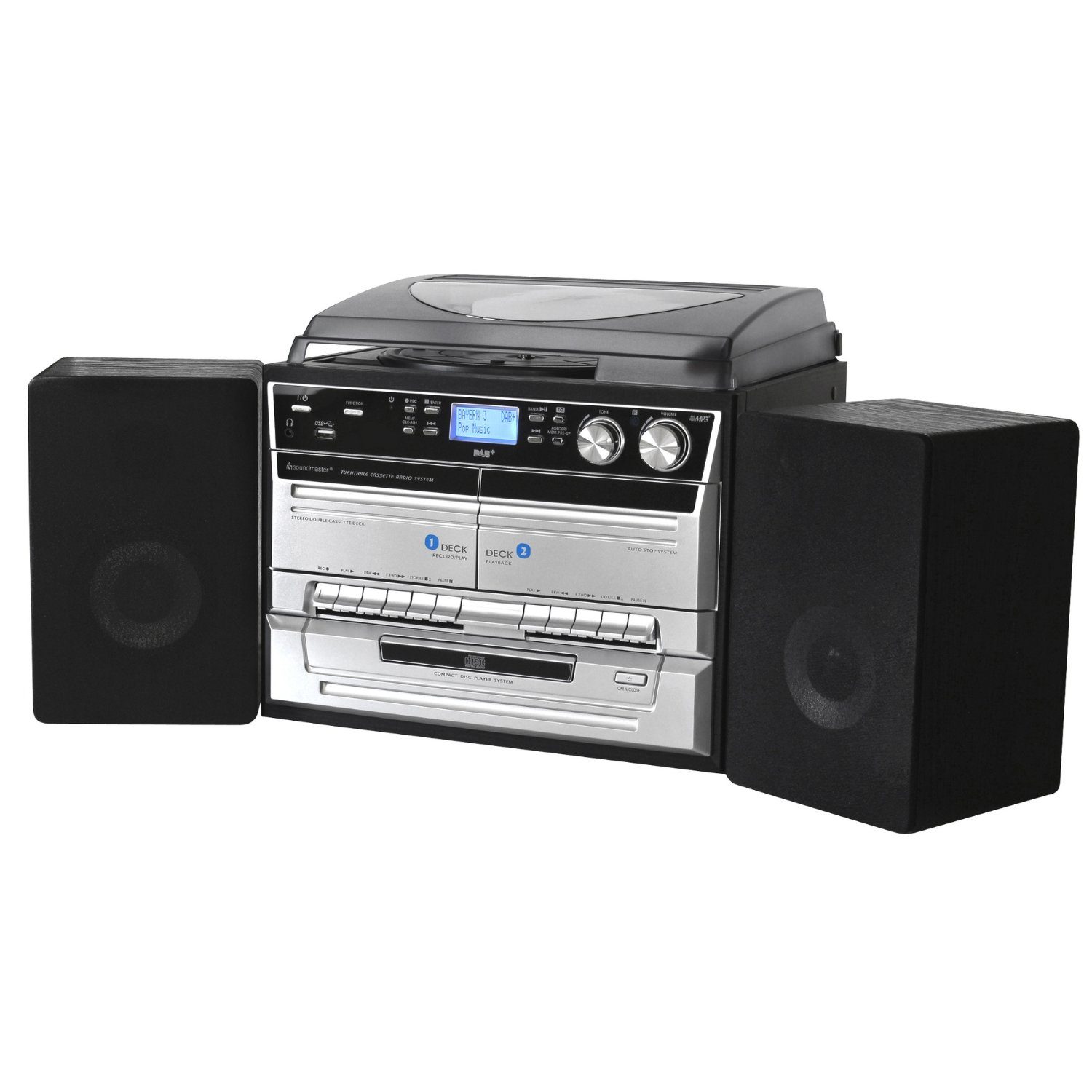 Soundmaster MCD5550SW Stereoanlage DAB Kassette BT CD USB MP3 Plattenspieler Kompaktanlage