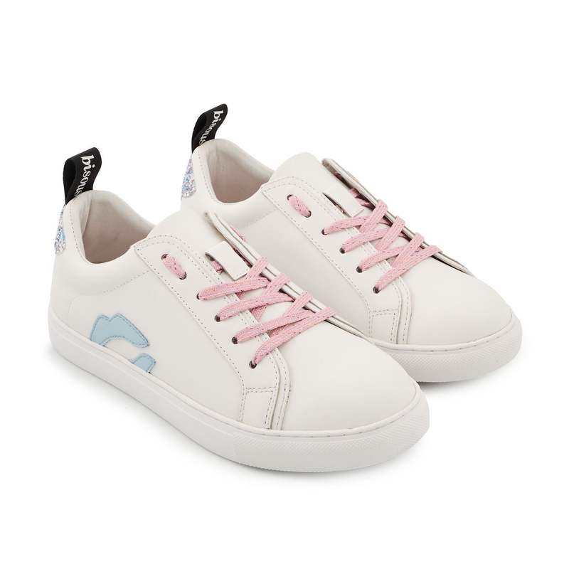 Baskets en cuir Betty bleu mermaid glitter lace